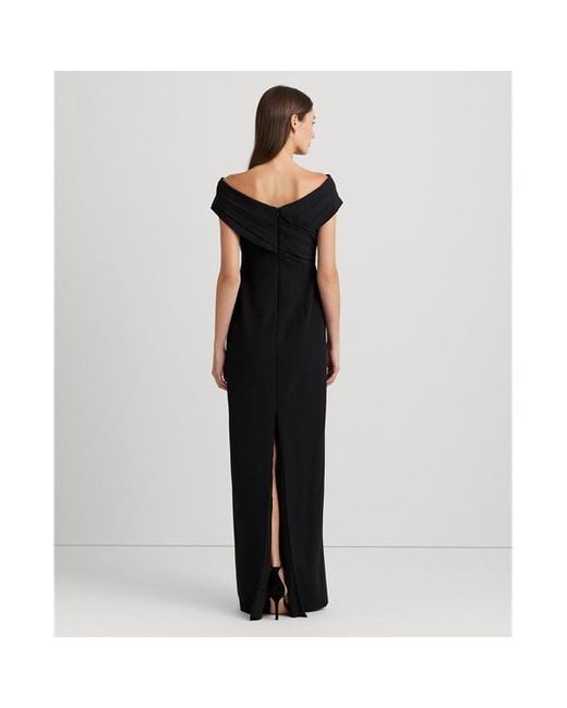 Ralph Lauren Black Crepe Off-the-shoulder Gown