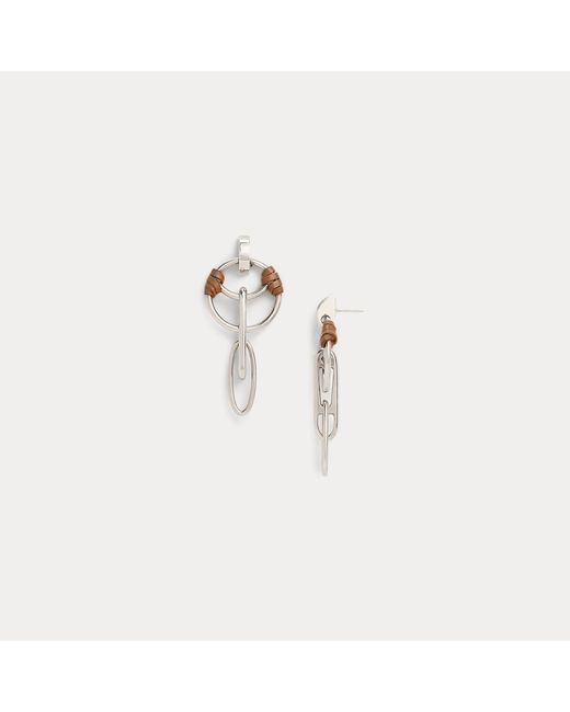 Ralph Lauren Metallic Calfskin-Trim Small Equestrian Earrings