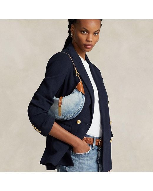 Ralph Lauren Blue Polo Id Denim-leather Mini Shoulder Bag
