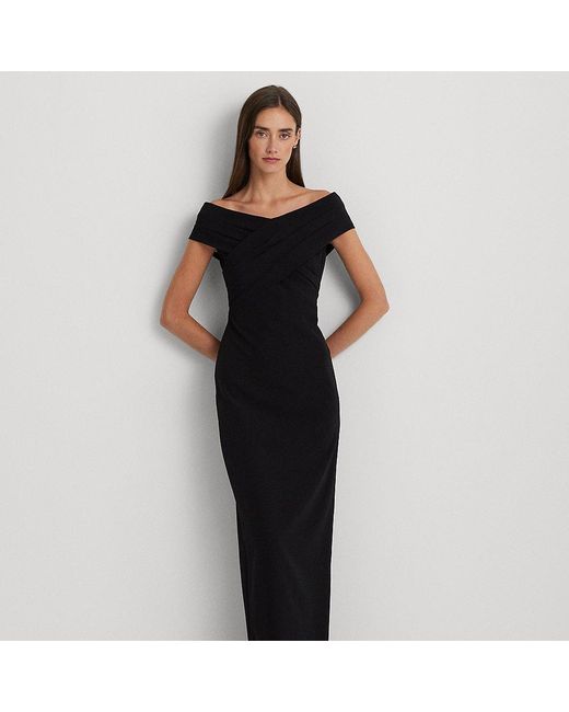 Vestido largo de crepé Lauren by Ralph Lauren de color Black