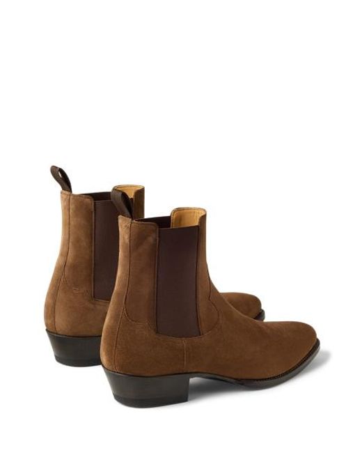 Ralph Lauren Brown Calf-Suede Chelsea Western Boot for men