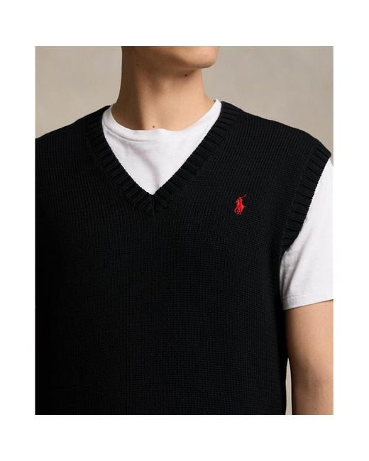 Gilet in maglia di cotone Big-Fit di Polo Ralph Lauren in Black da Uomo