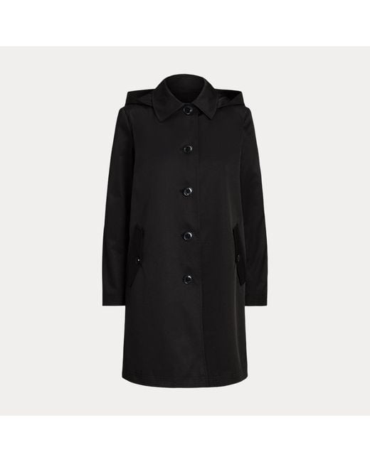 Ralph Lauren Black Balmacaan-Mantel mit Kapuze