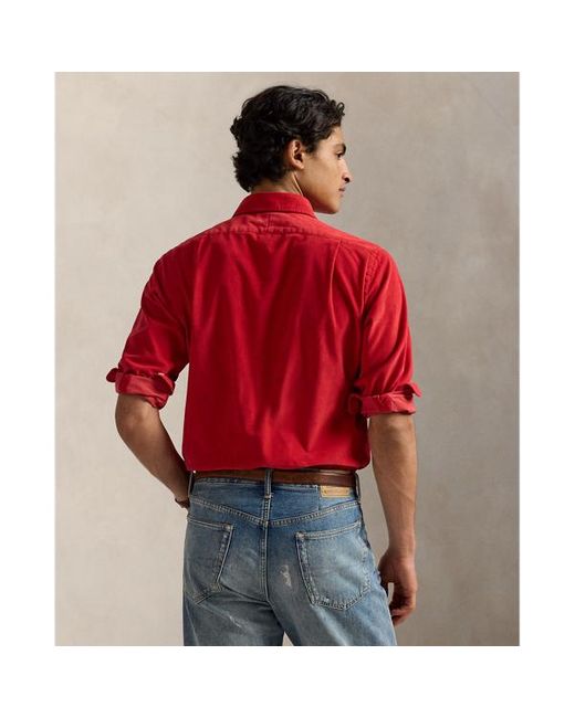 Camicia in velluto a coste Custom-Fit di Polo Ralph Lauren in Red da Uomo