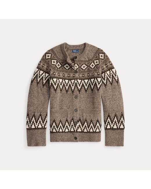 Polo Ralph Lauren Brown Strickjacke Mit Fair-Isle-Muster