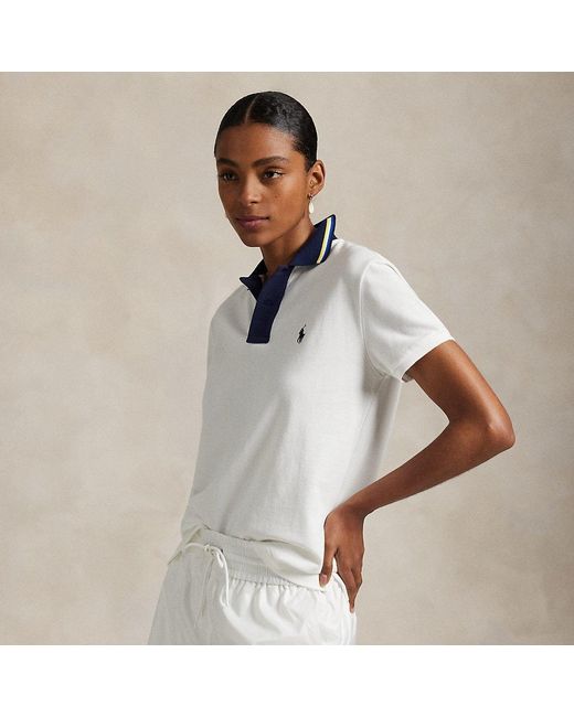 Ralph Lauren White Us Open Classic Fit Piqué Polo Shirt