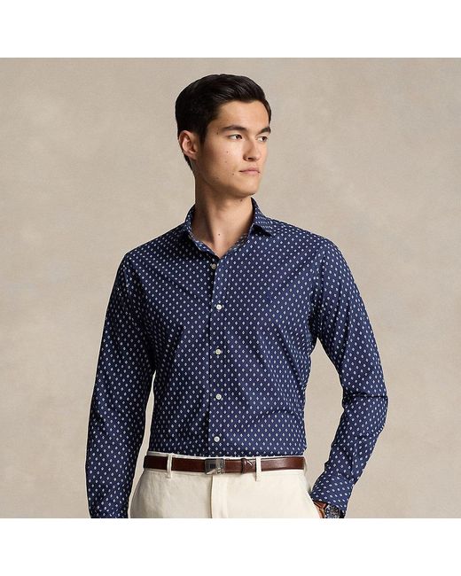 Camicia in popeline stretch Slim-Fit di Polo Ralph Lauren in Blue da Uomo