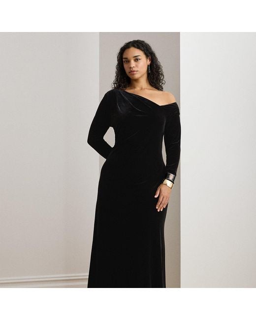 Ralph Lauren Velvet Asymmetrical Gown in Black | Lyst Ralph Lauren Velvet Asymmetrical Gown in Black | Lyst