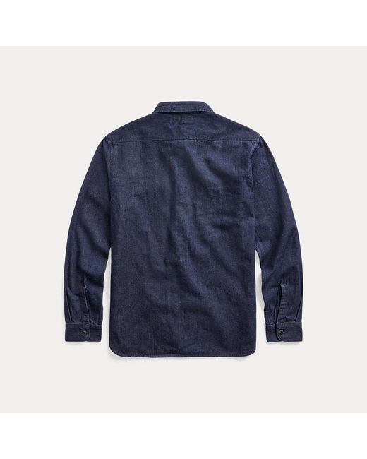 RRL Blue Indigo Cotton-linen Denim Workshirt for men