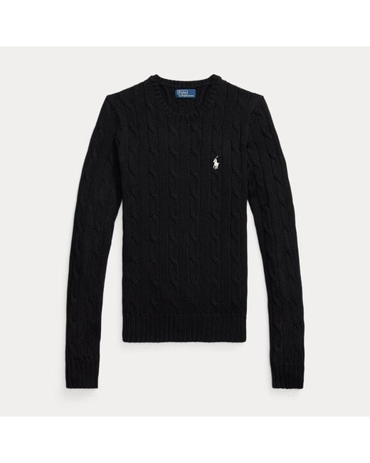 Maglia a girocollo in cotone a trecce di Polo Ralph Lauren in Black