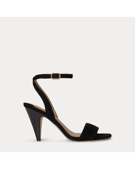 Ralph Lauren Black Gracy Sheep-Suede Sandal