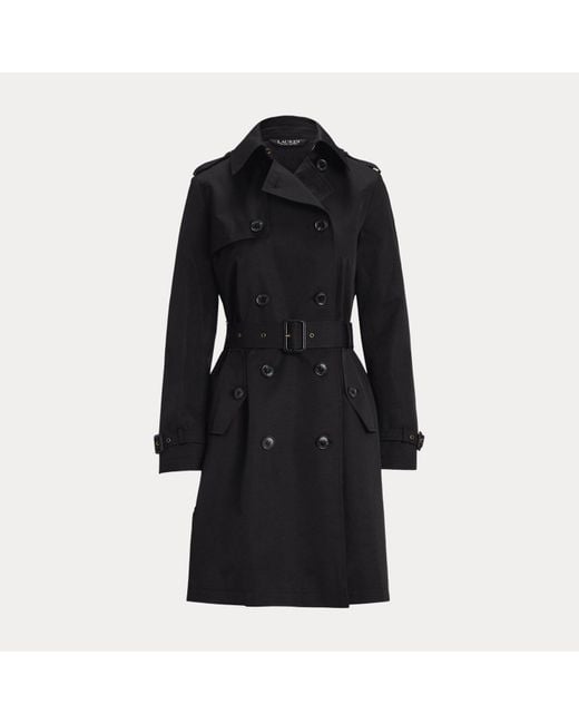 Ralph Lauren Black Zweireihiger Trenchcoat Mit Baumwolle