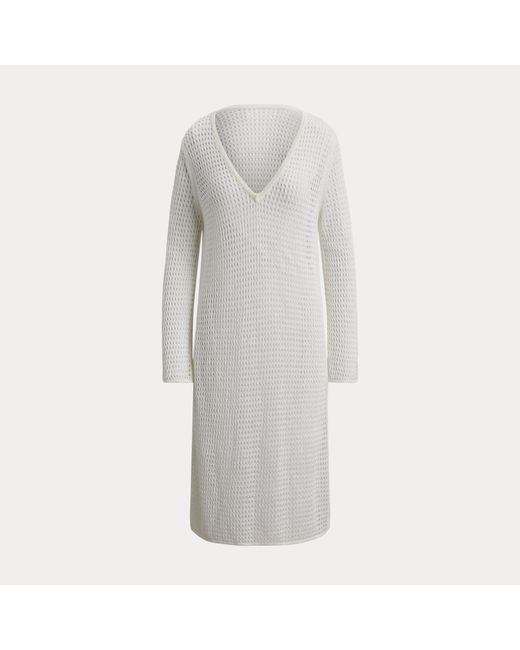 Ralph Lauren Gray Linen-Blend Crocheted Dress Cover-Up
