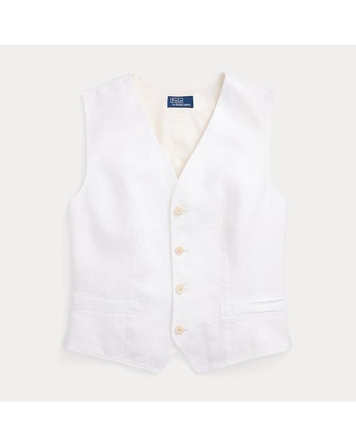Gilet in lino e cotone di Polo Ralph Lauren in White