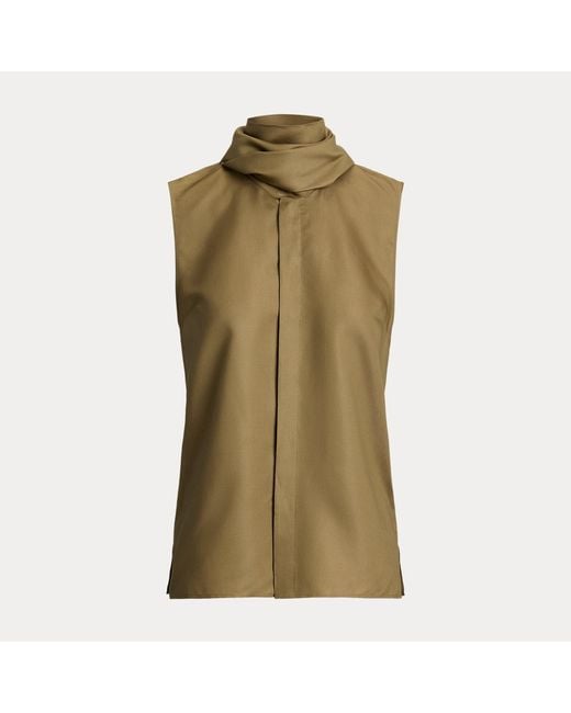 Ralph Lauren Green Gilmore Satin Taffeta Top