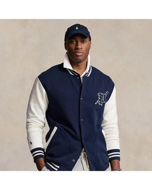 Ralph Lauren Blue Big & Tall - Fleece Baseball Jacket for men