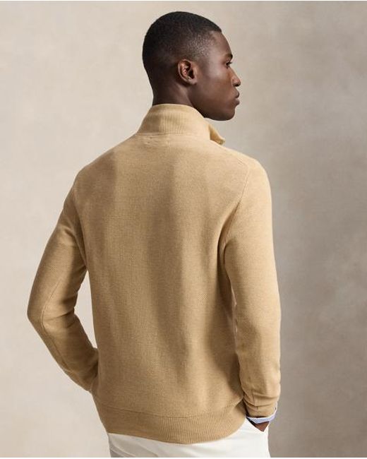 Polo Ralph Lauren Natural Mesh-Knit Cotton Quarter-Zip Sweater for men