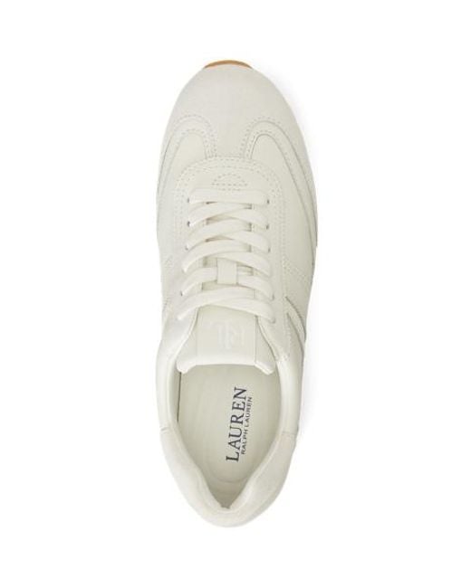 Ralph Lauren White Dani Low Profile Leather And Suede Trainers