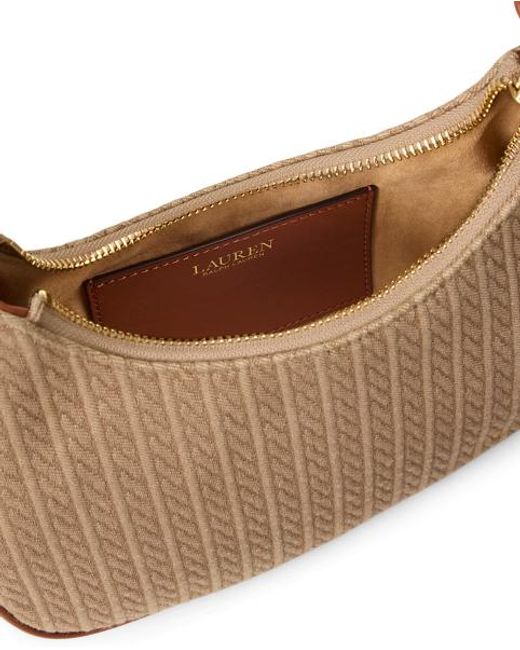 Ralph Lauren Natural Mini-Cable Medium Marcy Zip Shoulder Bag