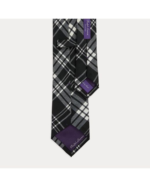 Corbata de sarga de seda con cuadros Ralph Lauren Purple Label de hombre de color Black