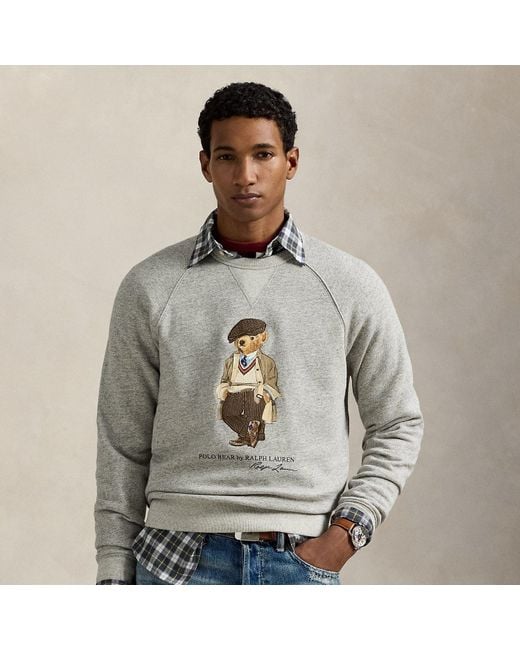 Ralph Lauren Men's Gray Polo Bear Fleece Sweatshirt