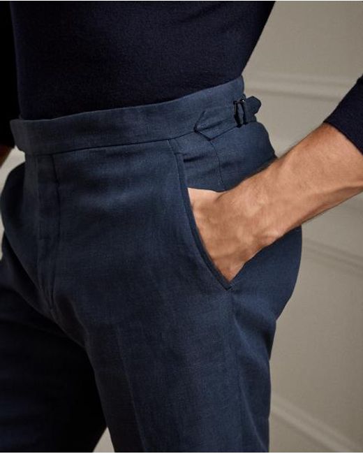 Ralph Lauren Blue Gregory Hand-tailored Linen Trouser for men