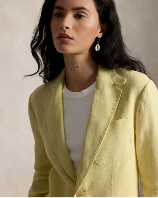 Ralph Lauren Green Single-Breasted Linen Blazer