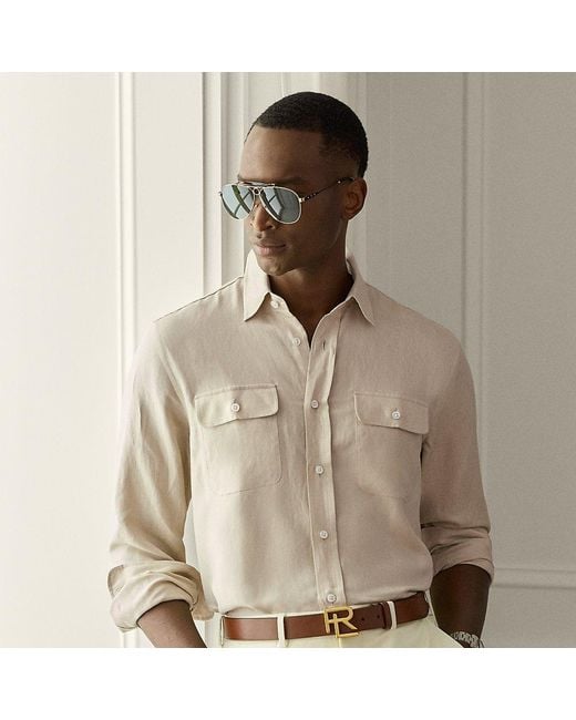 Camicia in seta e lino di Ralph Lauren in White da Uomo