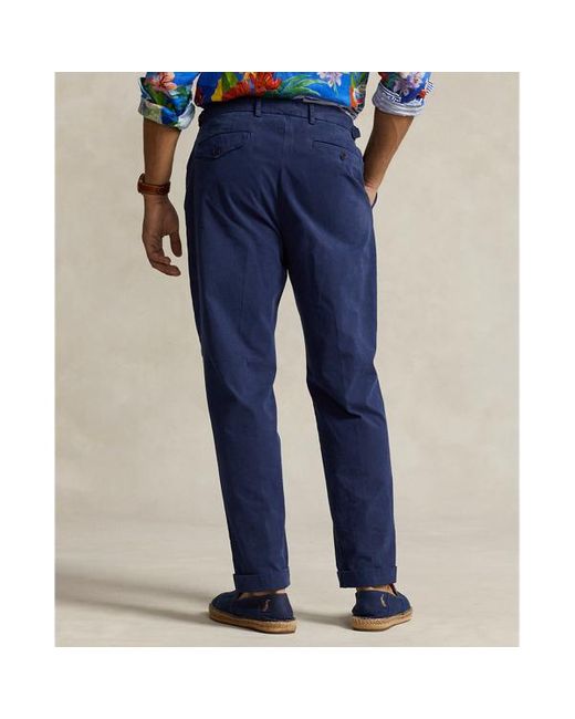 Polo Ralph Lauren Blue Slim Tapered Fit Pleated Twill Trouser for men