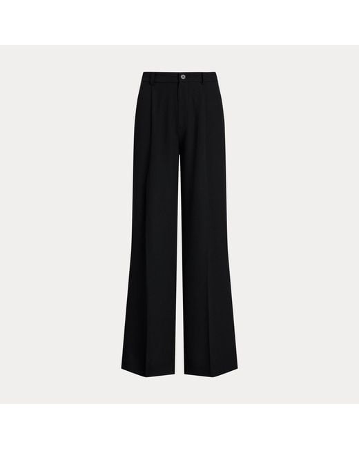 Ralph Lauren Black Double-Faced Georgette Wide-Leg Trouser