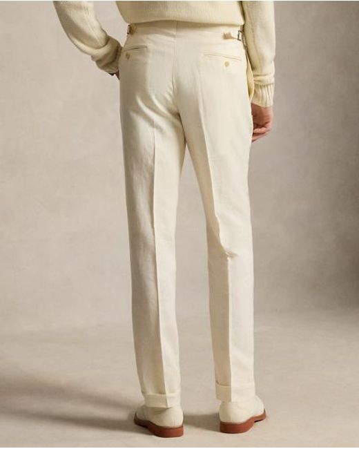 Polo Ralph Lauren Blue Pleated Linen Suit Trouser for men