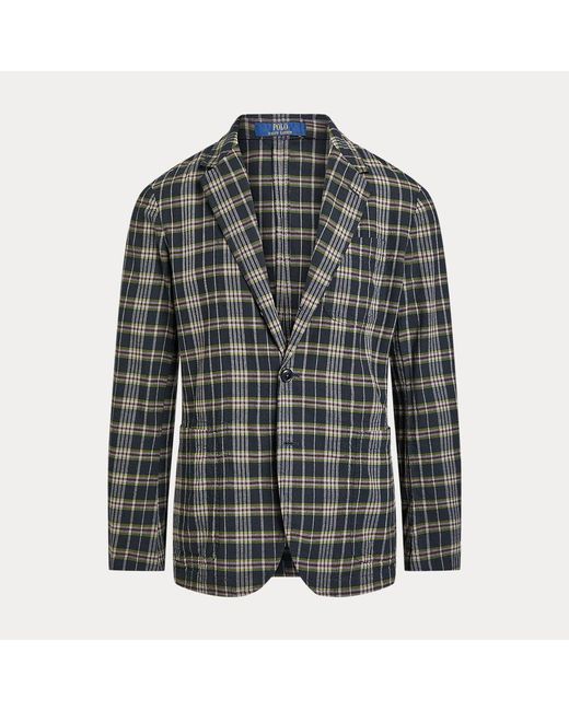 Polo Ralph Lauren Black Indigo Plaid Cotton Sport Coat for men