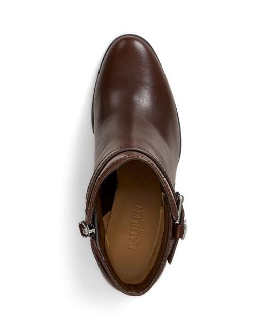 Ralph Lauren Brooke Ii Kalfsleren Laarsje Met Hak in het Brown