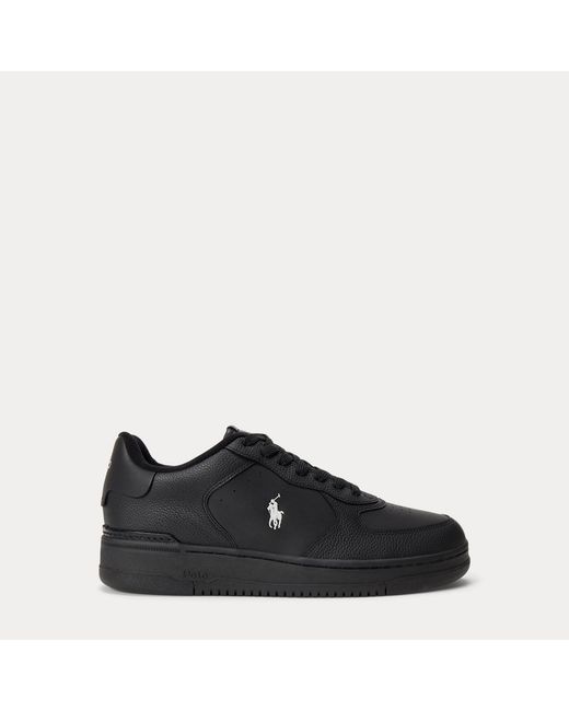Polo Ralph Lauren Black Masters Court Embroidered-pony Leather Trainers for men