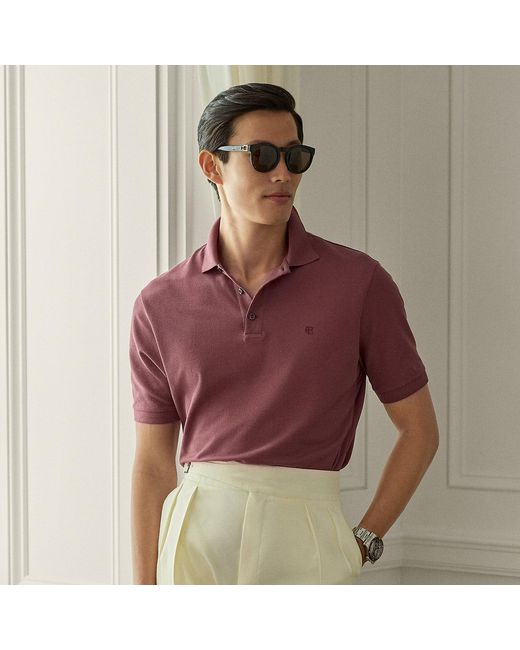Ralph Lauren Red Custom Slim Fit Piqué Polo Shirt