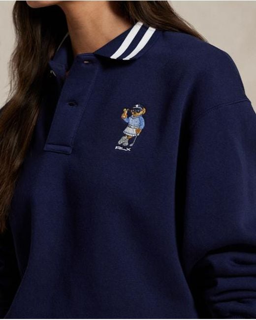 Ralph Lauren Blue Langarm-Poloshirt Mit Polo Bear
