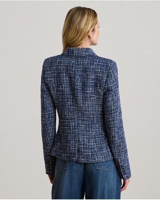 Ralph Lauren Blue Cotton-Blend Bouclé Blazer