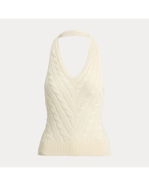 Ralph Lauren Natural Cable-Knit Silk Halter Jumper