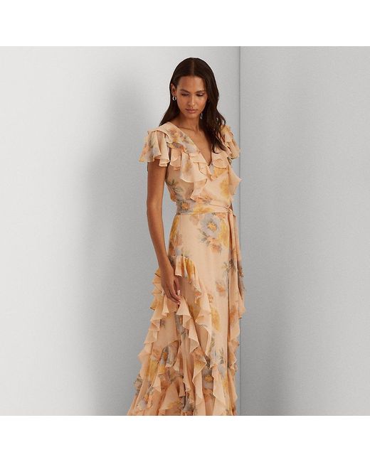 Lauren by Ralph Lauren Ralph Lauren Floral Crinkled Georgette Gown - Lyst
