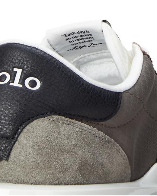 Ralph Lauren Gray Train 89 Suede And Oxford Trainer for men