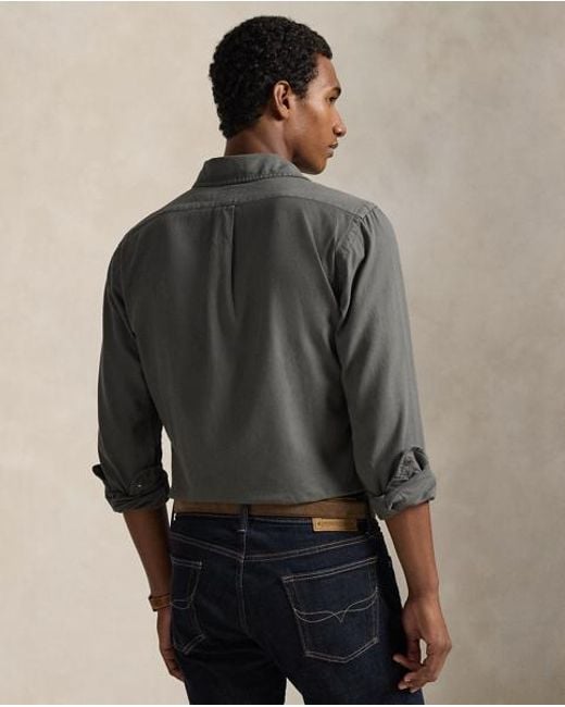 Polo Ralph Lauren Gray Custom Fit Textured Dobby Shirt for men