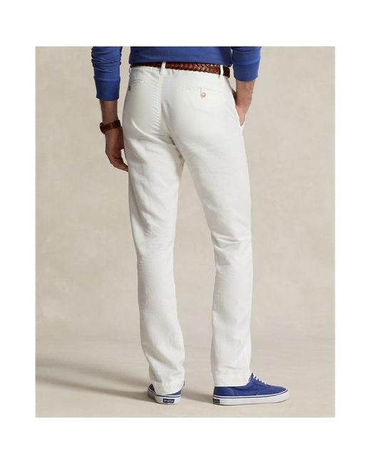 Polo Ralph Lauren White Straight Fit Linen-cotton Trouser for men