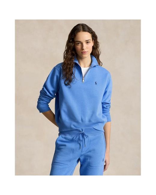 Pullover in felpa con mezza cerniera di Polo Ralph Lauren in Blue