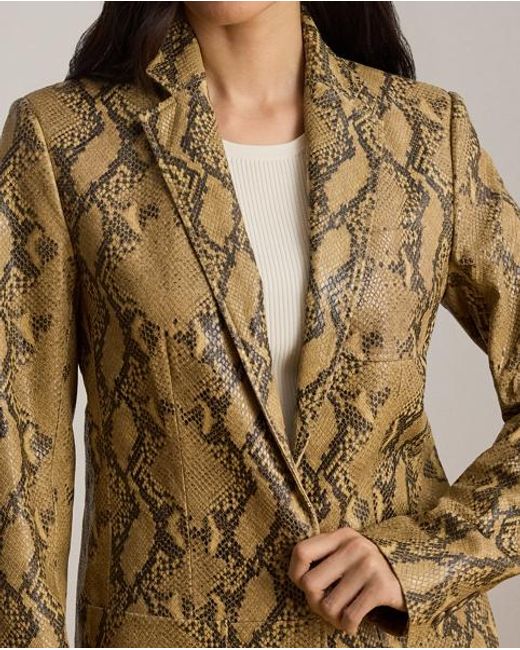 Ralph Lauren Lamsleren Blazer Met Pythonreliëf in het Brown