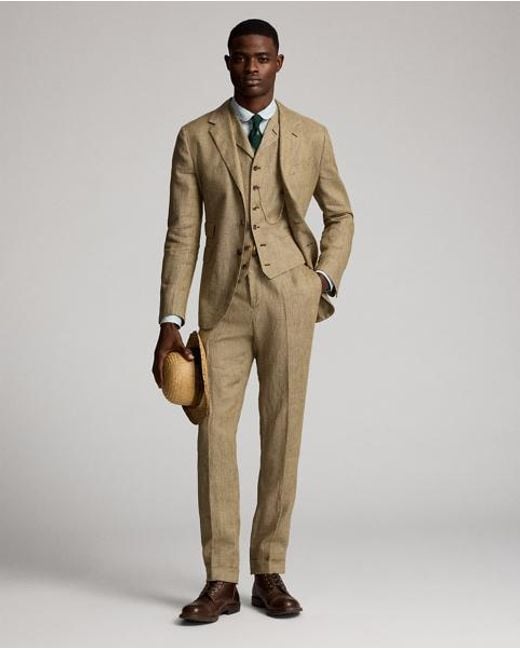 RRL Natural Linen Twill Notch-Lapel Waistcoat for men