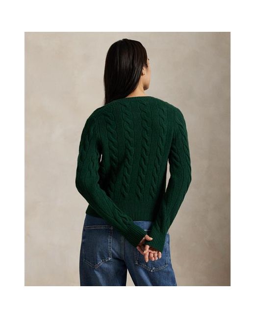 Polo Ralph Lauren Green Cable-Knit Wool-Cashmere Cardigan