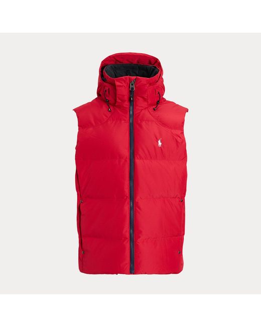 Polo Ralph Lauren Red Hooded Down Gilet for men
