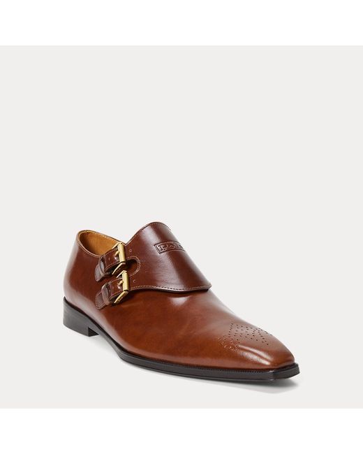 Polo Ralph Lauren Brown Leather Double-Monk-Strap Loafer