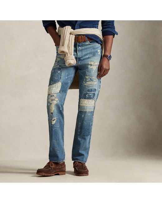 Polo Ralph Lauren Blue Heritage Straight Distressed Jean for men