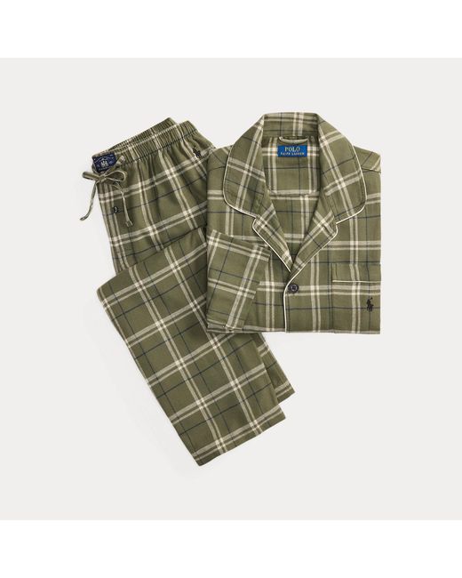 Polo Ralph Lauren Green Plaid Flannel Sleep Set for men